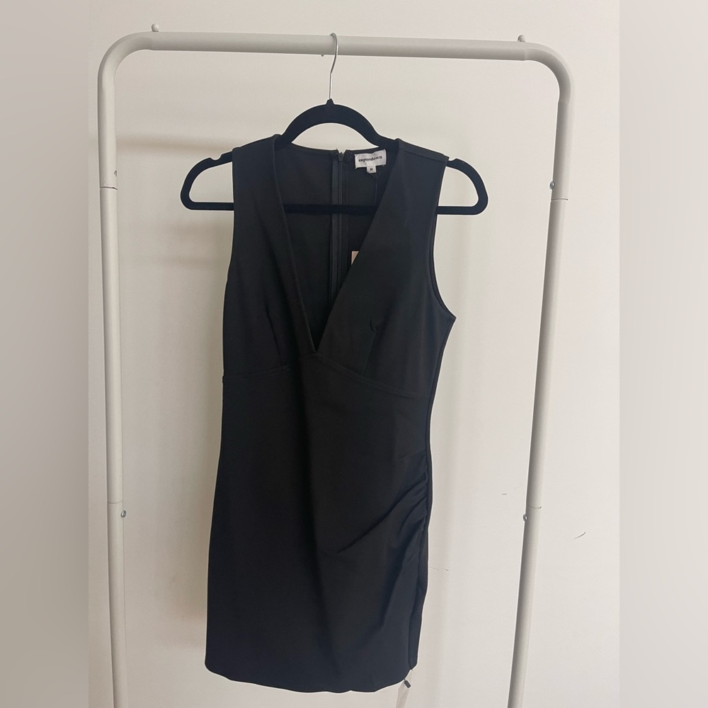 Superdown Black V-Neck Mini Dress